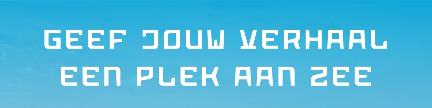 Afbeelding met de tekst: Geef jouw verhaal een plek aan zee.